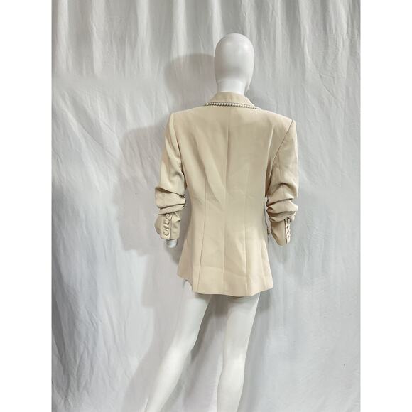 Cinq A Sept 'Gracey' White Pearl Trim Crepe Blazer Size 6 - Picture 3 of 5